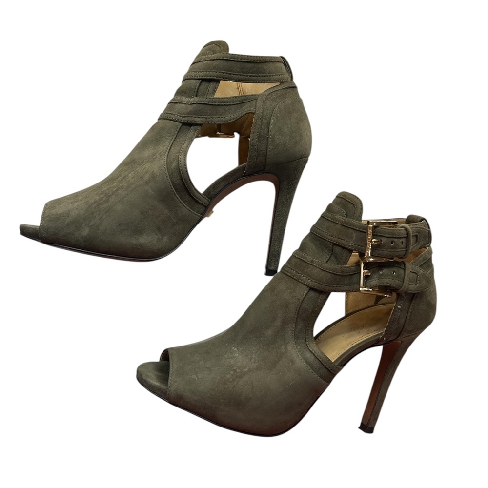 Micheal Kors Olive green Peep-Toe 4 inch Heels, Ankle straps, Size 7 - Picture 2 of 13